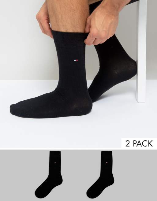 Tommy Hilfiger – Klassische schwarze Socken im 2er-Pack