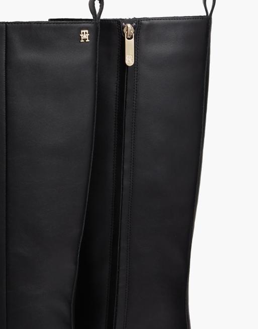 Tommy Hilfiger kniehohe Lederstiefel mit Kitten-Heel in Schwarz, 6 von 7