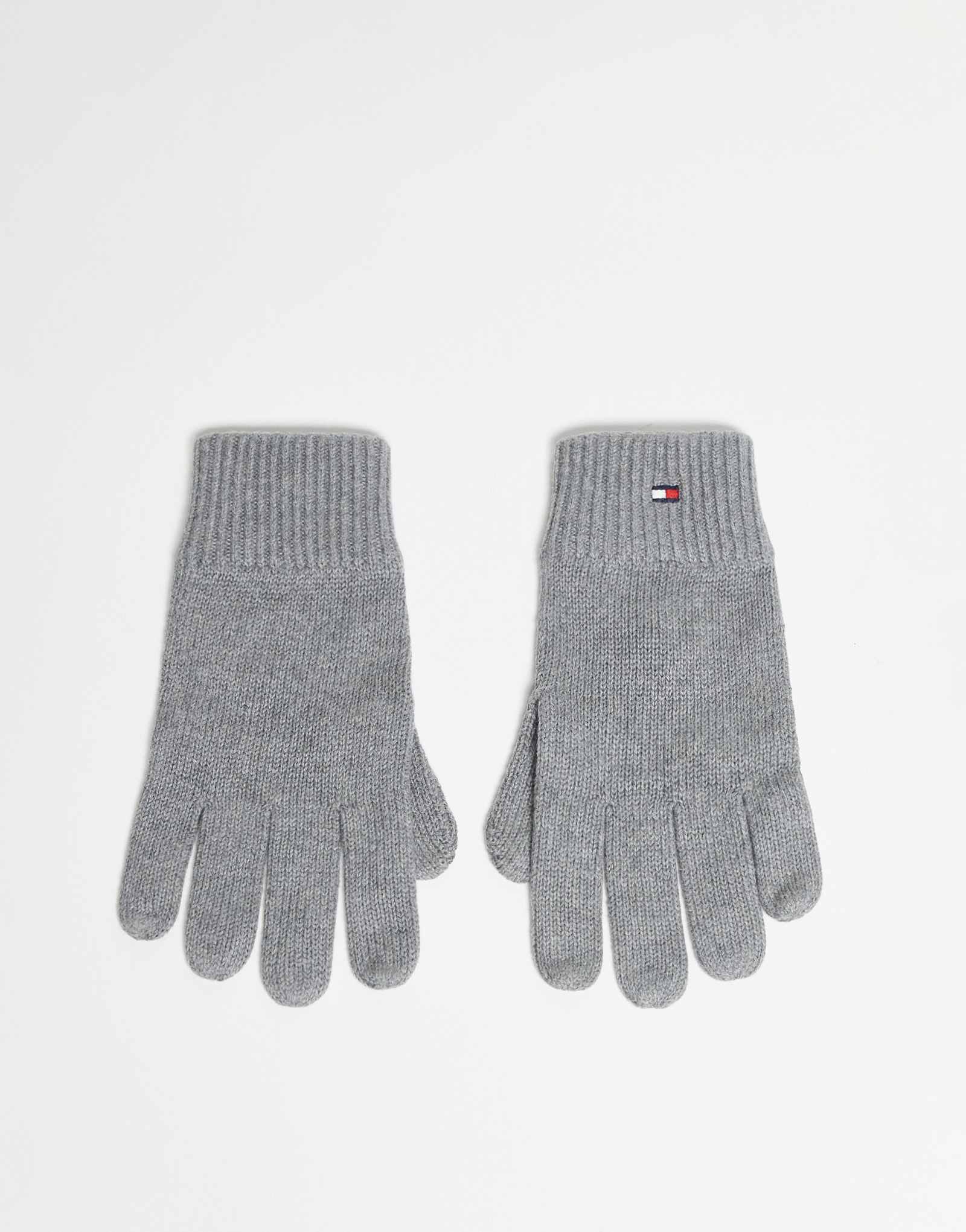 Вязаные перчатки Tommy Hilfiger серого цвета