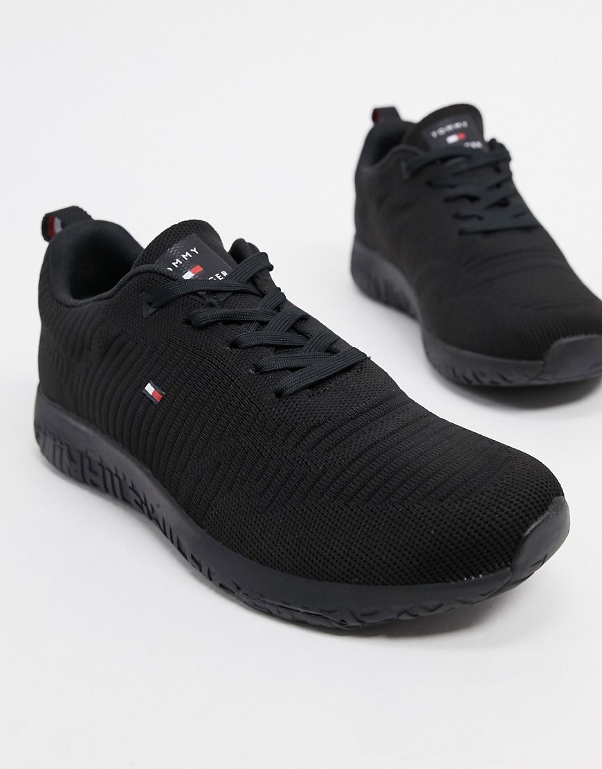 Tommy Hilfiger knit runner in black with small flag logo