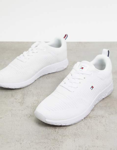 Tommy Hilfiger knit runner in white with small flag logo - view 1