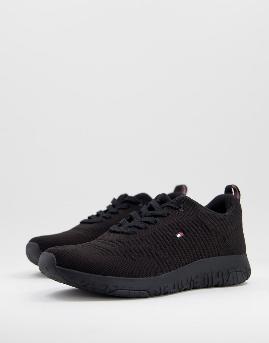 Tommy Hilfiger knit runner sneakers with small flag logo in black