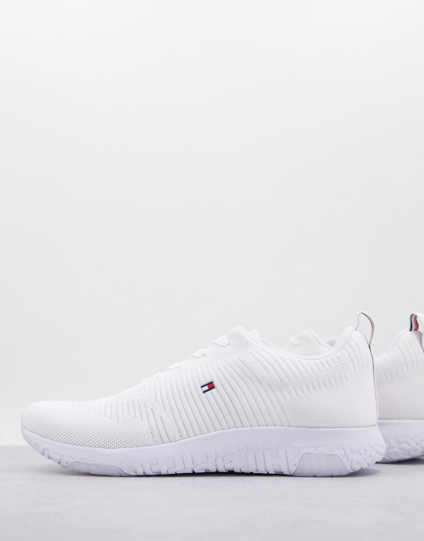 Tommy Hilfiger knit runner sneakers with small flag logo in white