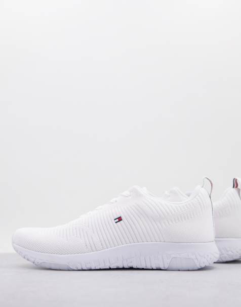 Tommy Hilfiger knit runner trainer with small flag logo in white - view 1
