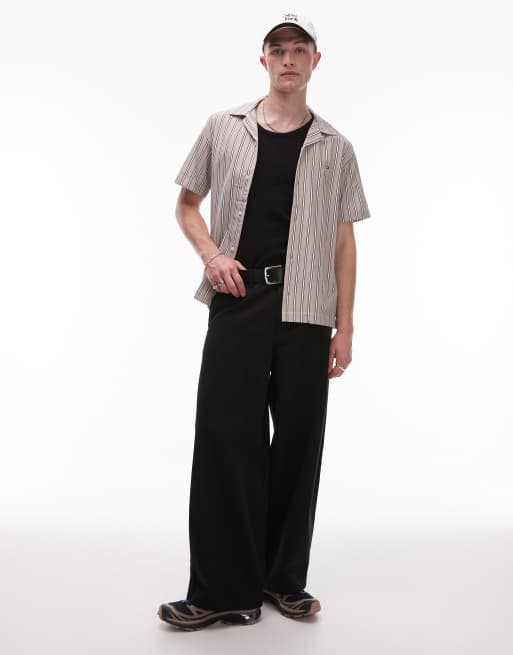 Tommy Hilfiger knit striped short sleeve shirt in beige, 3 of 4