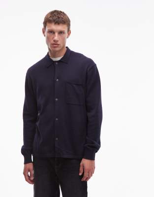 Tommy Hilfiger Knitted Button Through Polo In Blue