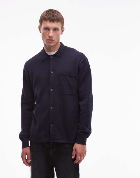 Tommy Hilfiger knitted button through polo in navy - view 1