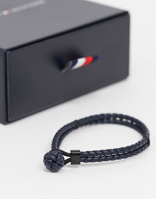 Tommy Hilfiger knotted leather bracelet in navy
