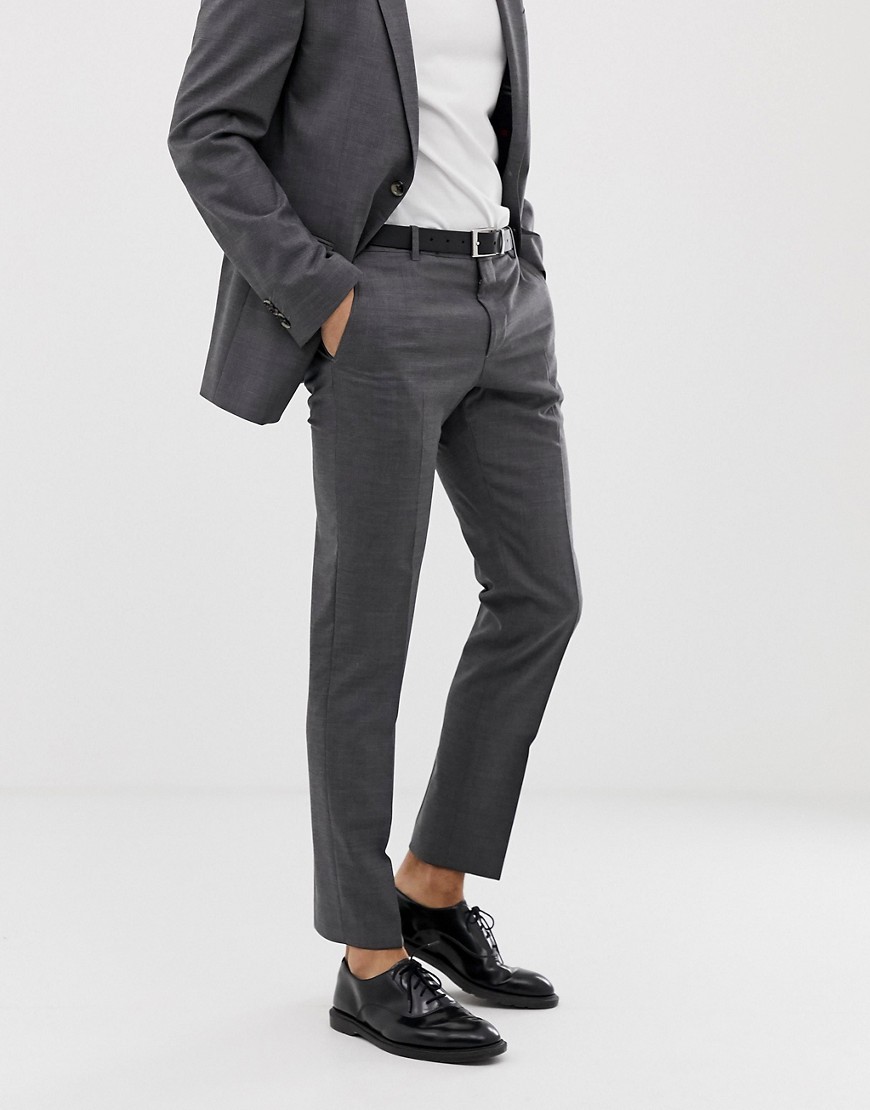 Tommy Hilfiger – Kostymbyxor med smal passform-Grå