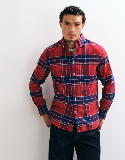 Tommy Hilfiger koszula flanelowa w czerwoną kratę tartan - view 1