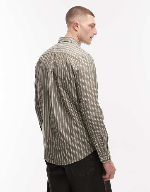 Tommy Hilfiger – Koszula popelinowa w kolorze khaki w paski, 3 z 5