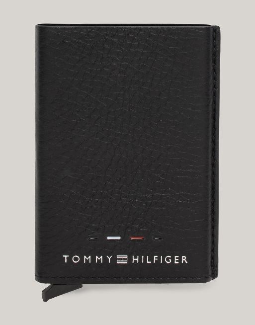 Tommy Hilfiger – Kreditkartenetui aus hochwertigem Leder in Schwarz