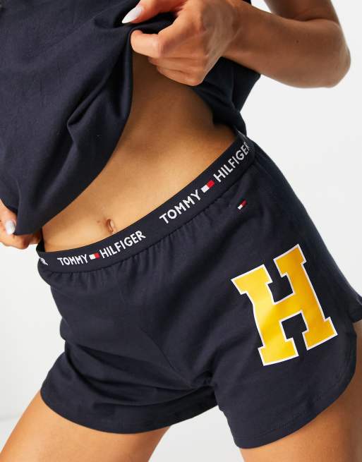 Tommy Hilfiger – Kurzärmliger Pyjama aus Baumwolle in Marineblau - NAVY, 3 von 4