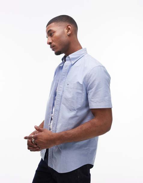 Tommy Hilfiger – Kurzärmliges Heritage-Oxford-Hemd in Blassblau - view 1