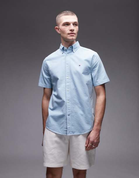 Tommy Hilfiger – Kurzärmliges Oxford-Hemd in Blassblau - view 1