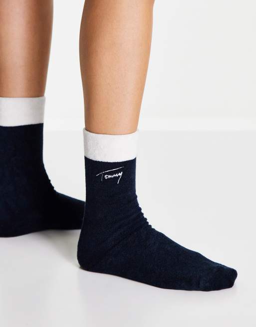 Tommy Hilfiger Kuschelige Crew Socken in Marineblau aus Frottee