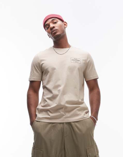 Tommy Hilfiger label logo T-shirt in beige - view 1