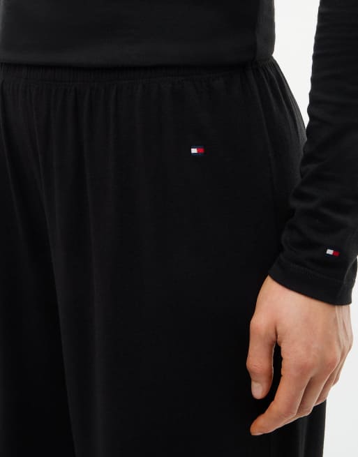 Tommy Hilfiger Lace trim relaxed pyjama bottoms in black, 3 of 6