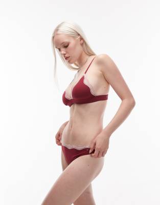 Tommy Hilfiger Lace Trim Thong In Red