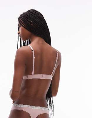 Tommy Hilfiger Lace Trim Unlined Triangle Bra In Pink