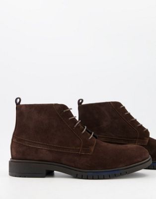 Tommy Hilfiger lace up boots in brown suede