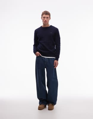 Tommy Hilfiger Lambswool Cable Knit Sweater In Blue