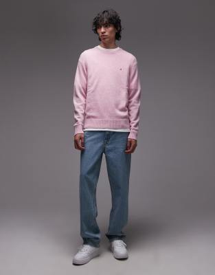Tommy Hilfiger Textured Knit Crewneck Sweater In Pink