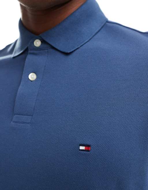Tommy Hilfiger – Langärmliges Polohemd in Blau mit normalem Schnitt, 3 von 4