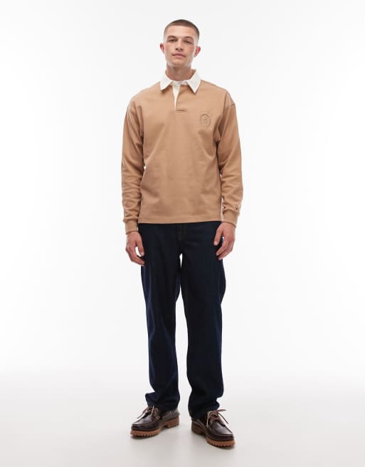 Tommy Hilfiger – Langärmliges Rugby-Polohemd in Beige mit Wappen-Logo , 2 von 5