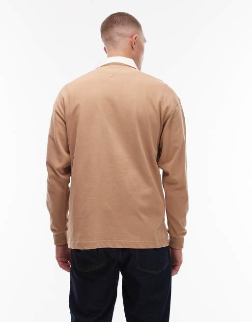 Tommy Hilfiger – Langärmliges Rugby-Polohemd in Beige mit Wappen-Logo , 3 von 5