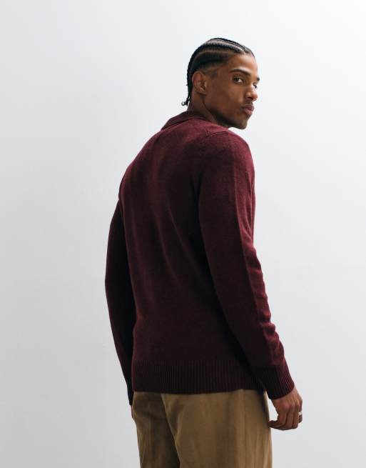 Tommy Hilfiger Langärmliges Strick-Polohemd aus Lammwolle in Burgunderrot, 5 von 5
