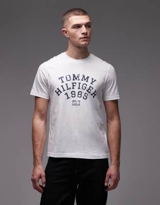 Tommy Hilfiger large arch 1985 logo t-shirt in white