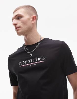 Tommy Hilfiger large central logo t-shirt if black - view 1
