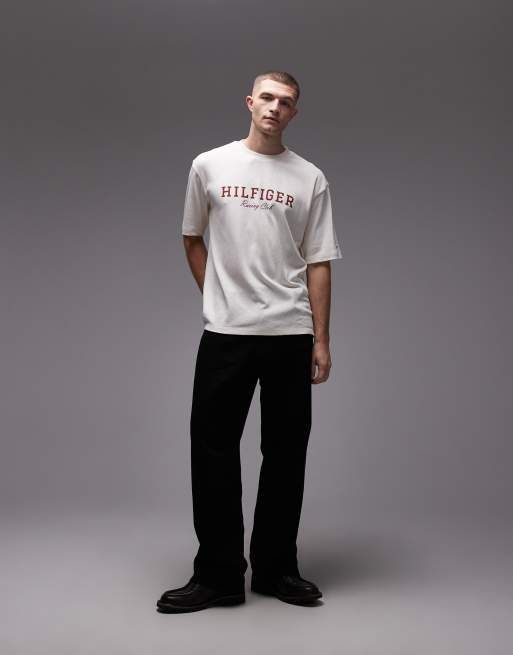 Tommy Hilfiger large centre racing logo t-shirt in white, 2 of 5