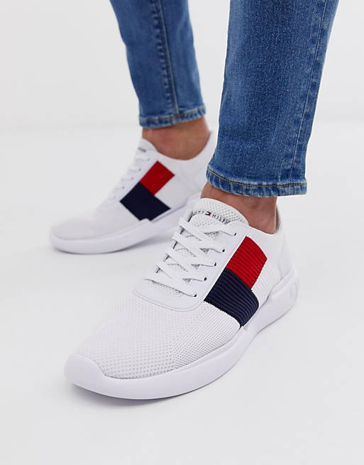 Tommy Hilfiger large flag lightweight mesh trainers in white | ASOS