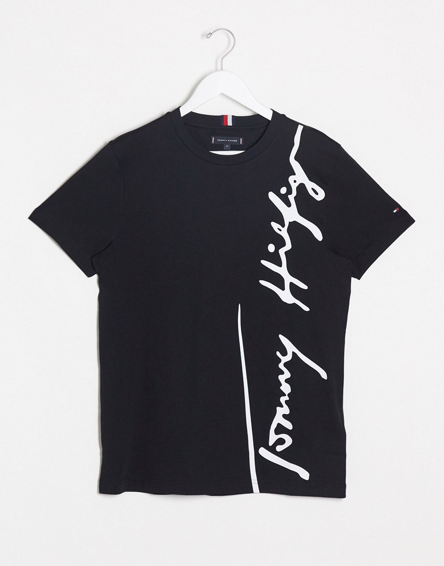 Tommy Hilfiger large signature logo t-shirt in black
