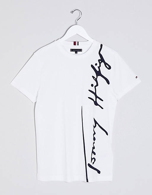 Tommy Hilfiger large signature logo t-shirt in white | ASOS