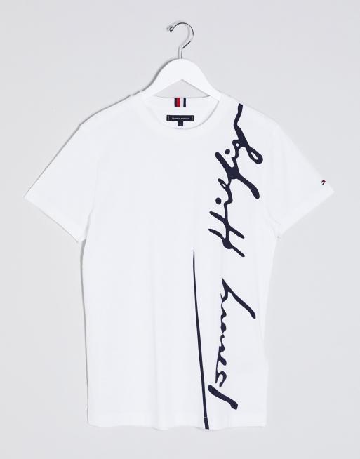 Tommy Hilfiger large signature logo t-shirt in white | ASOS