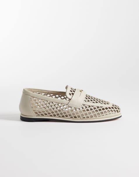 Tommy Hilfiger laser cut coin loafer in beige - view 1