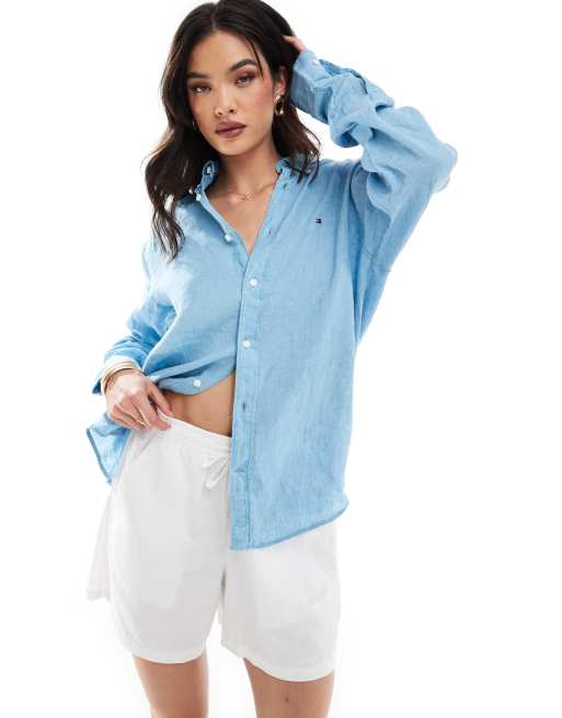 Tommy Hilfiger – Lässige Hemdbluse in Blaugrau