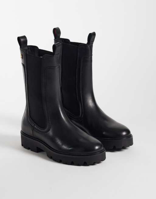 Tommy Hilfiger Lauren leather high Chelsea boots in black, 4 of 4