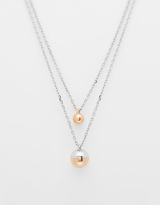 Tommy Hilfiger layered orb necklace in two-tone