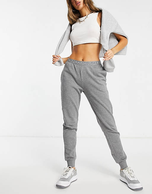 Hilfiger League cotton blend logo waistband jogger in heather gray | ASOS