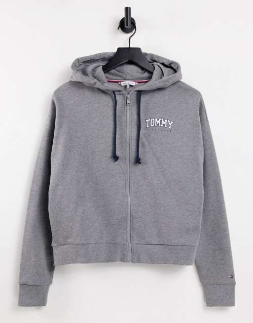 Tommy hilfiger grey cropped hoodie new arrivals