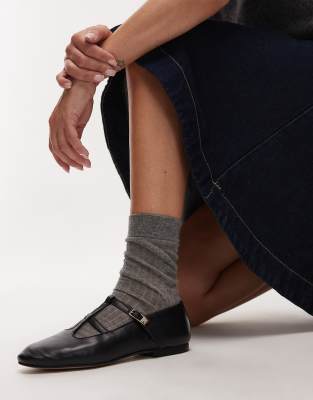 Tommy Hilfiger Leather Ballerina Shoes In Black