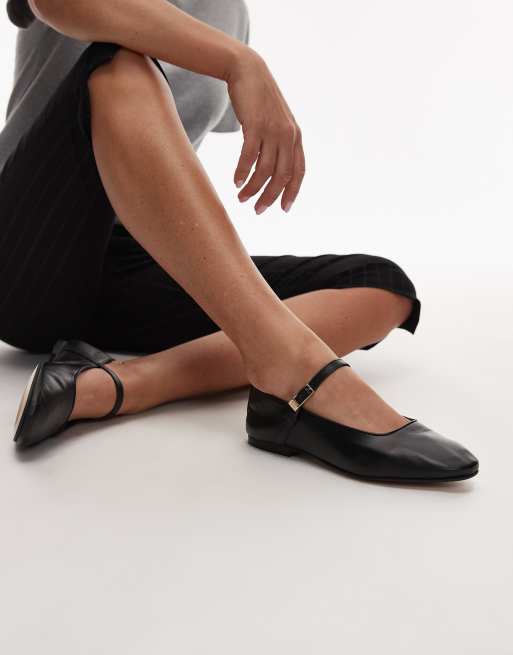 Tommy Hilfiger leather ballet pumps in black - BLACK