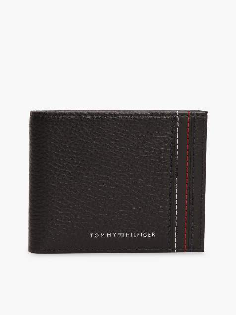 Tommy Hilfiger Leather bifold credit card wallet in black - view 1
