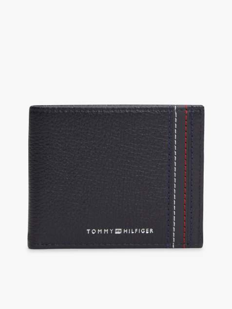 Tommy Hilfiger Leather bifold credit card wallet in dark blue - view 1