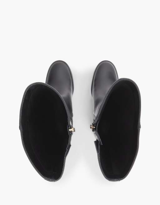 Tommy Hilfiger Leather block heel riding boots in black, 3 of 7