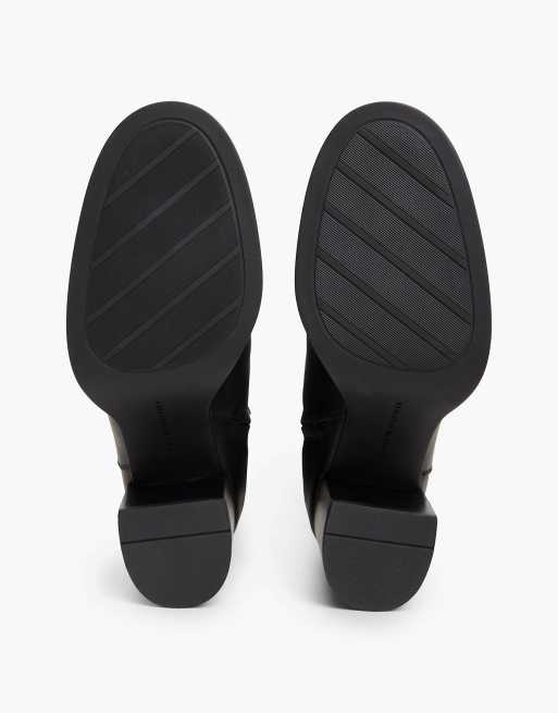 Tommy Hilfiger Leather block heel riding boots in black, 5 of 7